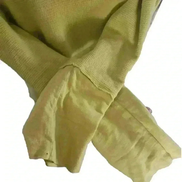 Soft Surroundings Womens Lime Green Waffle Knit Long Sleeve Tee M - Picture 7 of 15